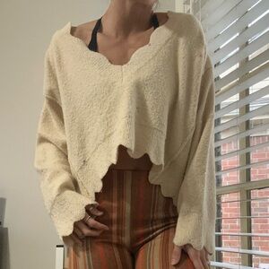 cream over the shoulder oversized shrug sweater